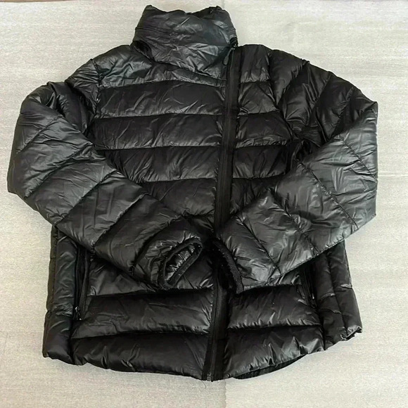 [M] PGD 90% Duck Down Side Zipper Women Black Cropped Puffer  Jacket - Picture 1 of 8
